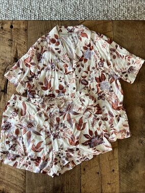 Rachel Zoe Linen Blend Pajama Set Shorts Top